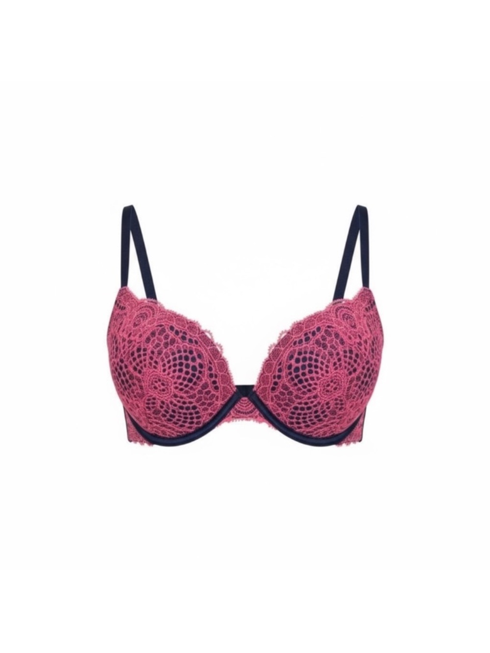 Victoria’s Secret Very Sexy Push-up padded pink navy lace lingerie bra size 34C